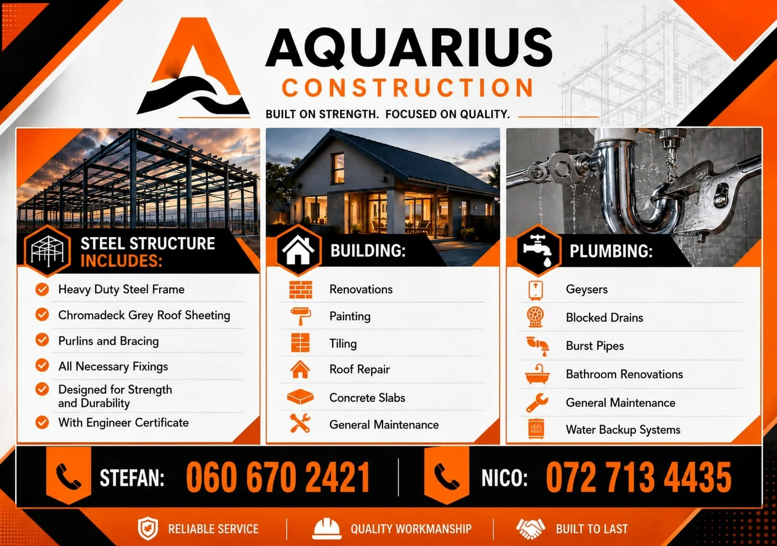 Aquarius Construction service advertisement